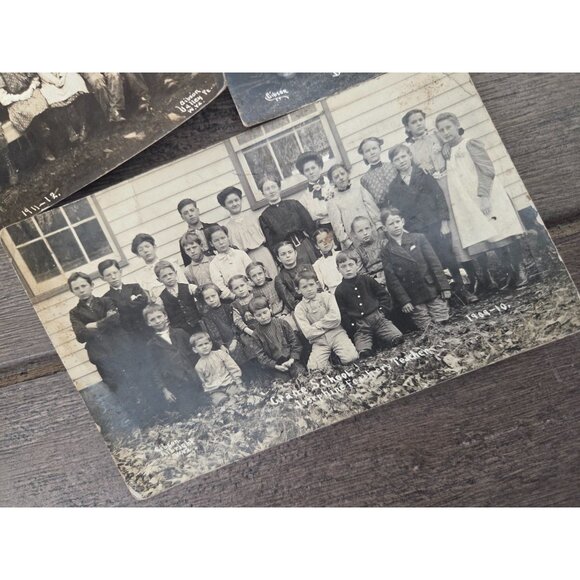 5 VTG Early 1900s School Group Photo Postcard Teachers & Students Sepia-Toned - Picture 11 of 13